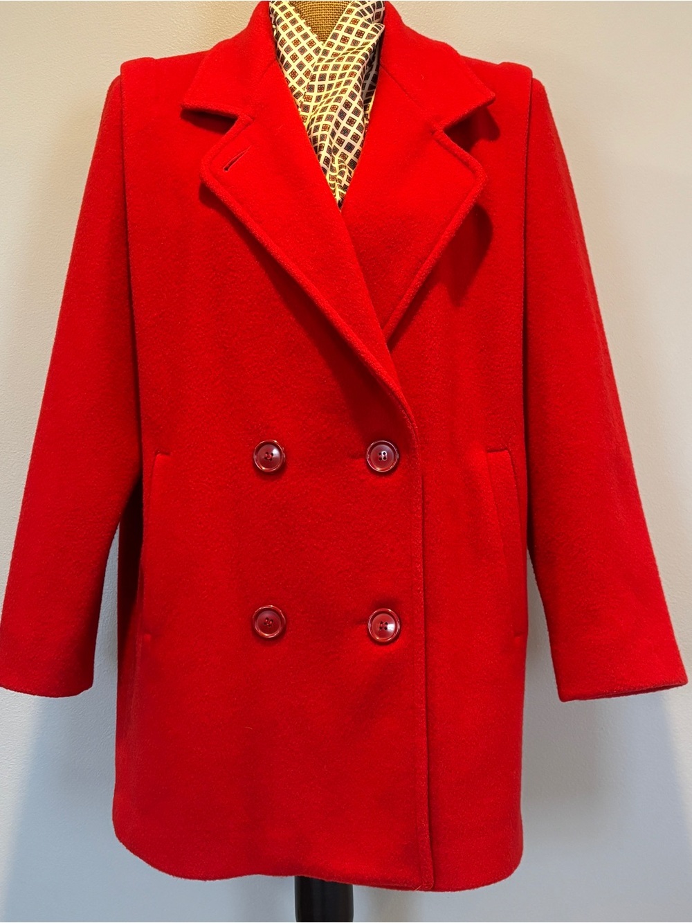 Vintage Herman Kay Red Wool Pea Coat 10P